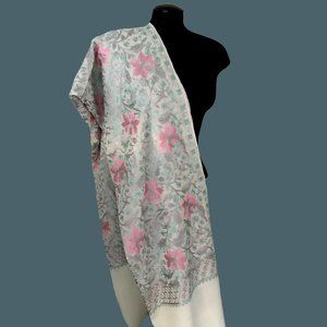 White and Pink shoulder Wrap | Scarves and Shawl | Evening Wear Wrap, Gift ideas